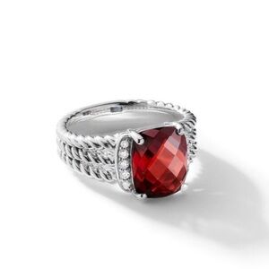 David Yurman Red Garnet Petite Wheaton Ring